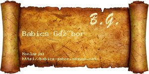Babics Gábor névjegykártya