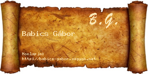 Babics Gábor névjegykártya